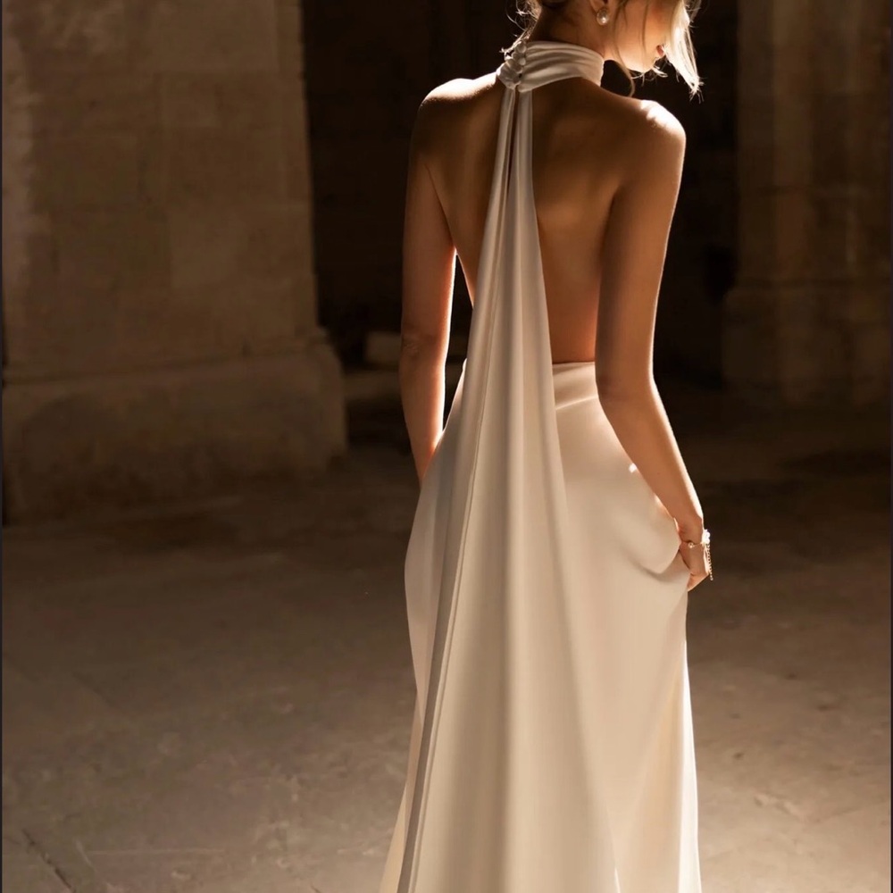 Eva Lendel Rouge Backless Halter Cape Wedding Dress